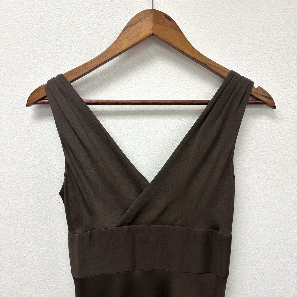J. Crew Silk‎ V-Neck Midi Dress Brown 0